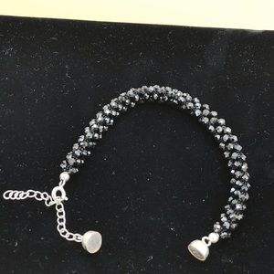 Sterling Silver Black Spinel Beaded Bracelet.